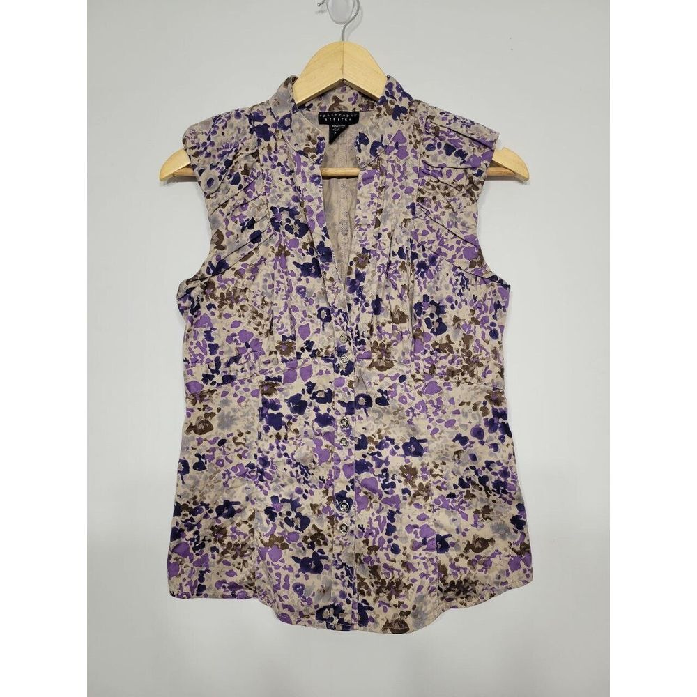Apostrophe Abstract Floral Sleeveless Button-up Blouse‎ Size Medium